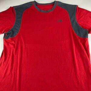 The North Face Mens XXL Red Gray Performance Athletic Shirt Stretch Hiking